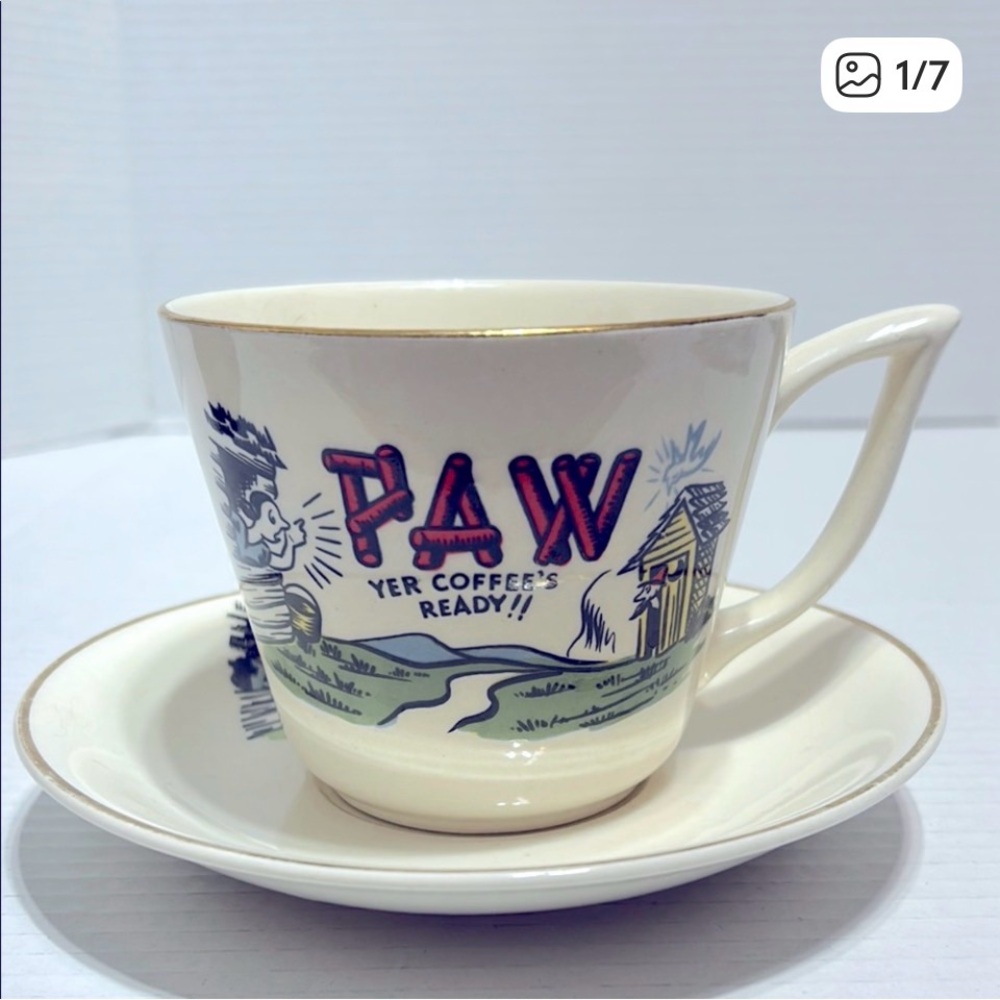 Yer Coffee's Ready! Cream Ceramic Cup and Saucer